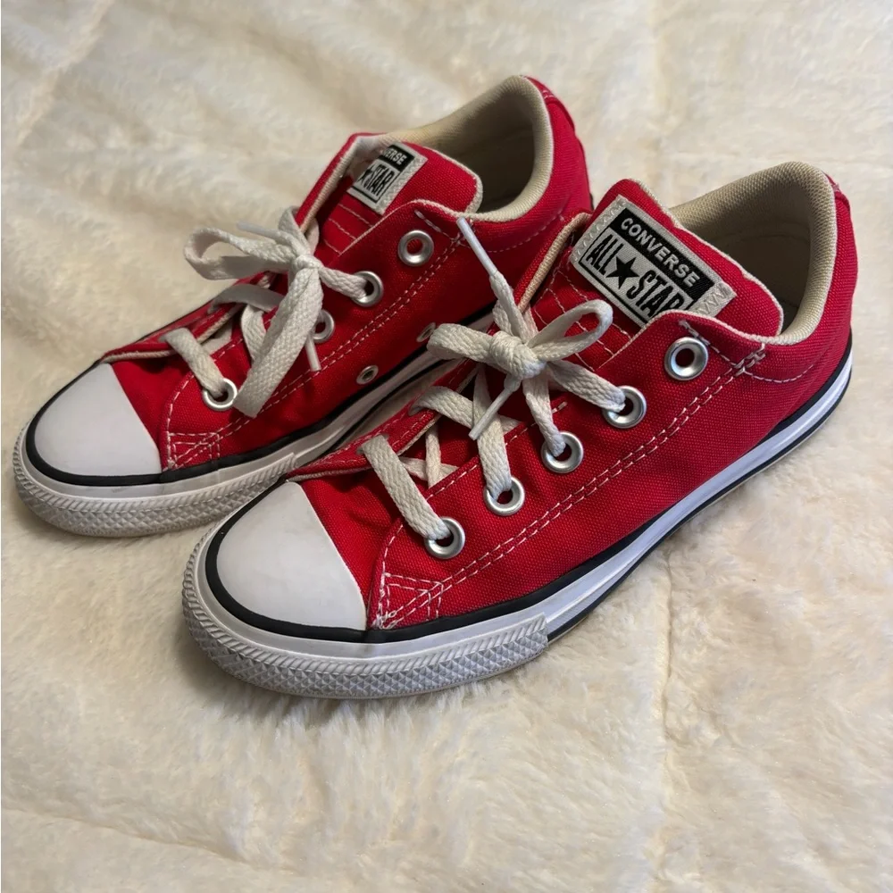 Converse Kids Chuck Taylor Red Black White Canvas Tennis Shoes Sneakers